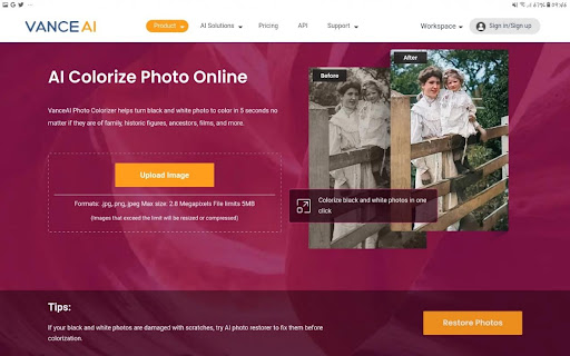 Method 1- Visit VanceAI Photo Colorizer Official Product Page